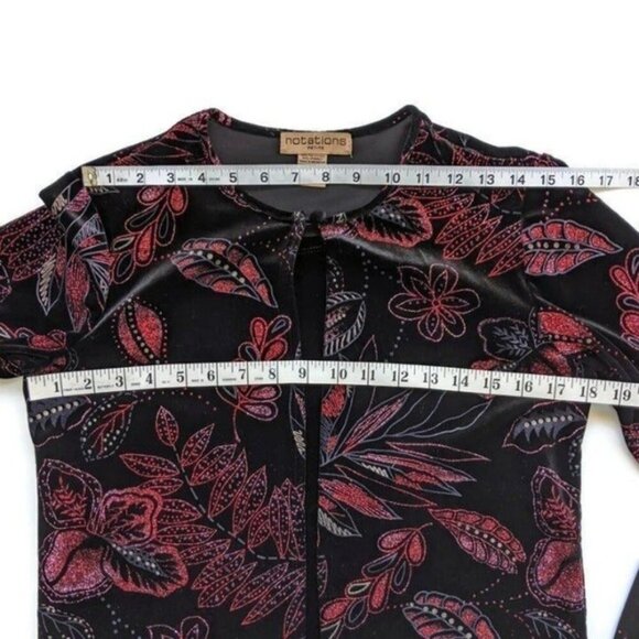 Vintage Black Red Glitter Black Velour Top Set PM Evening Party Whimsigoth Witch - Picture 8 of 9